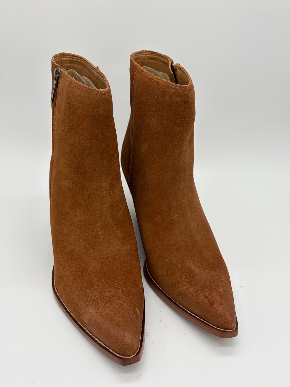 Sam Edelman Pointed Toe Suede Ankle Boots - Chestnut Brown